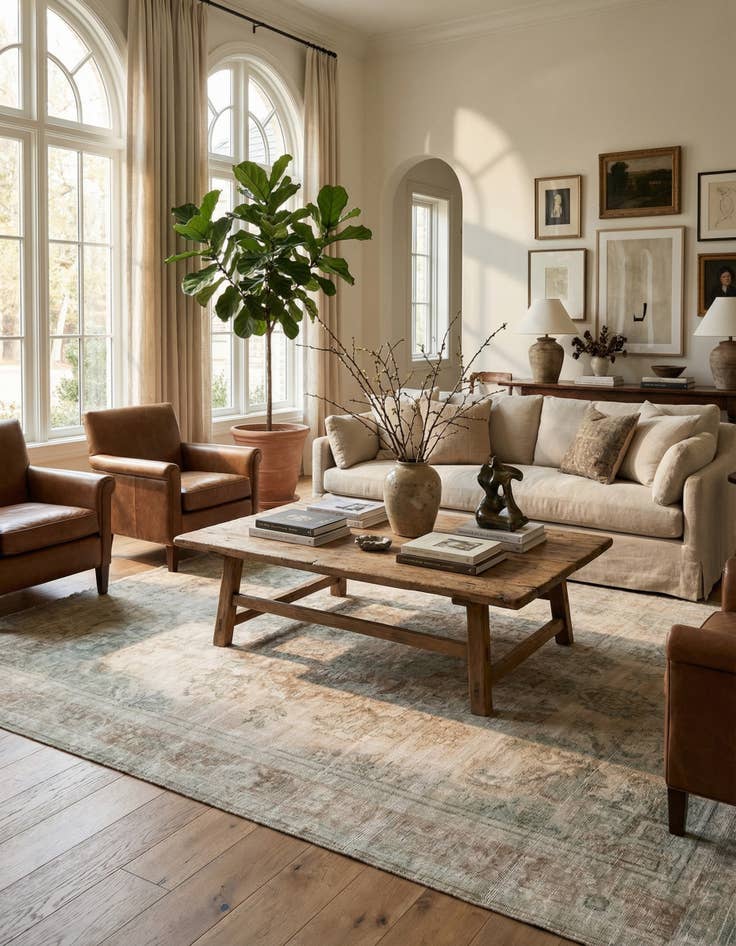 Detail image of 6' 4 x 9'  Hand Knotted Ultra Vintage Persian Wool Rug