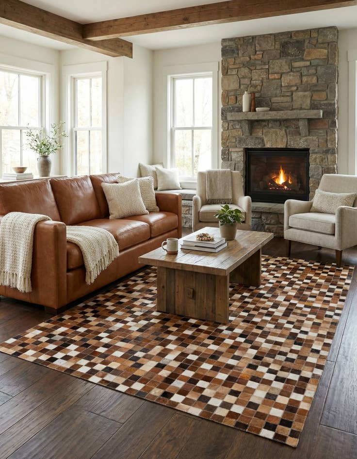 Detail image of 4' x 5' 11 Cowhide Stocks Rug