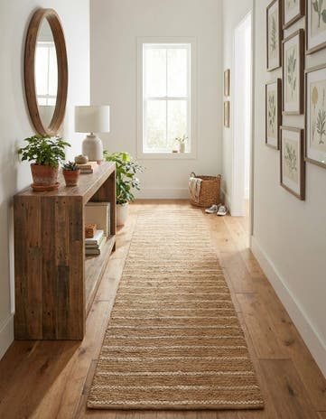 2' 7 x 12' Hand Braided Laurel Handwoven Jute Runner Rug