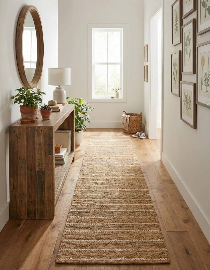 Detail image of  2' 7 x 12'  Hand Braided Laurel Handwoven Jute Runner Rug