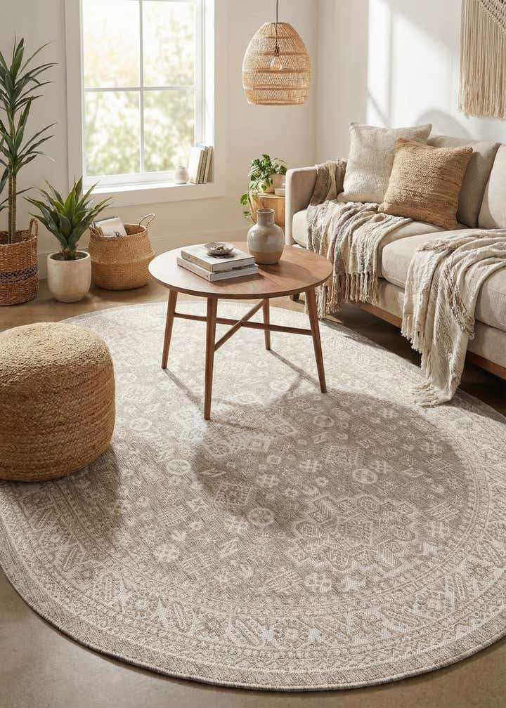 7' 10 x 10' Easy-Clean Aztec Indoor / Outdoor Oval Rug