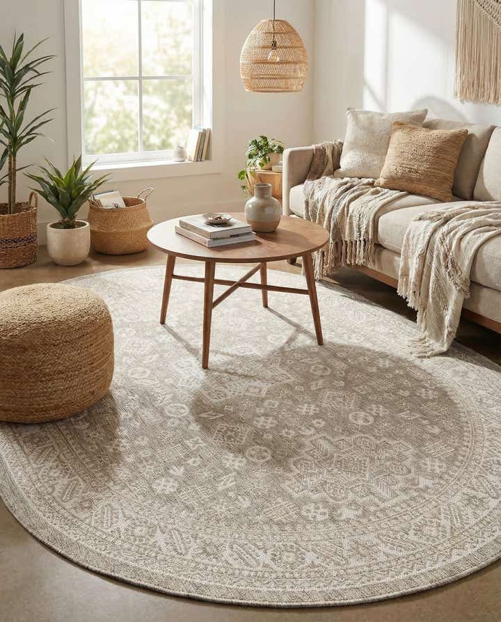 7' 10 x 10' Easy-Clean Aztec Indoor / Outdoor Oval Rug