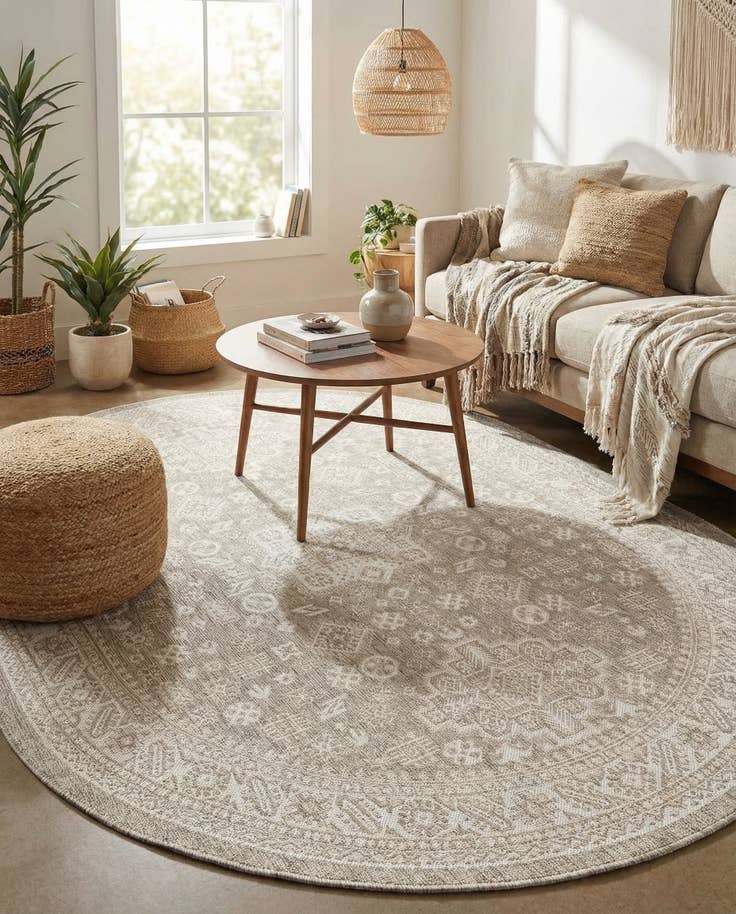 Detail image of 7' 10 x 10' Easy-Clean Aztec Indoor / Outdoor Oval Rug