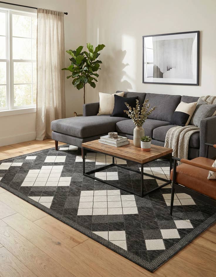 Detail image of 6' x 9' Easy-Clean Modern Indoor / Outdoor Rug