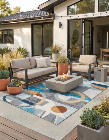 5' 3 x 8' Easy-Clean Modern Indoor / Outdoor Rug