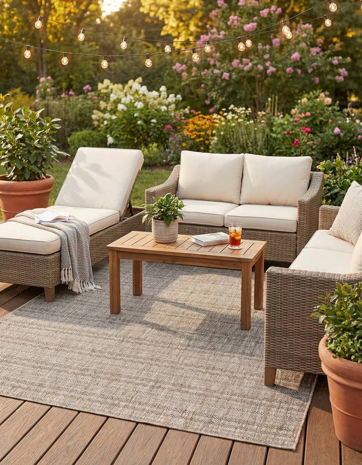 Detail image of 7' x 10' Easy-Clean Striped Indoor / Outdoor Rug
