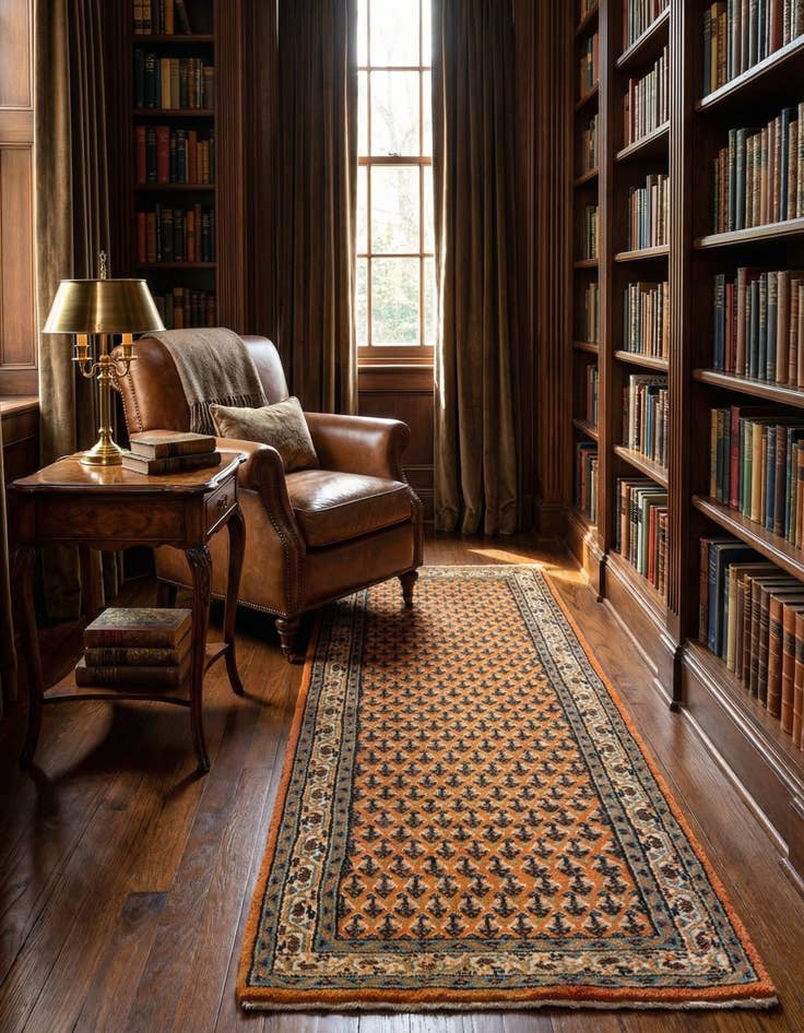 Detail image of  2' 4 x 4' 7  Hand Knotted Mir Wool Runner Rug