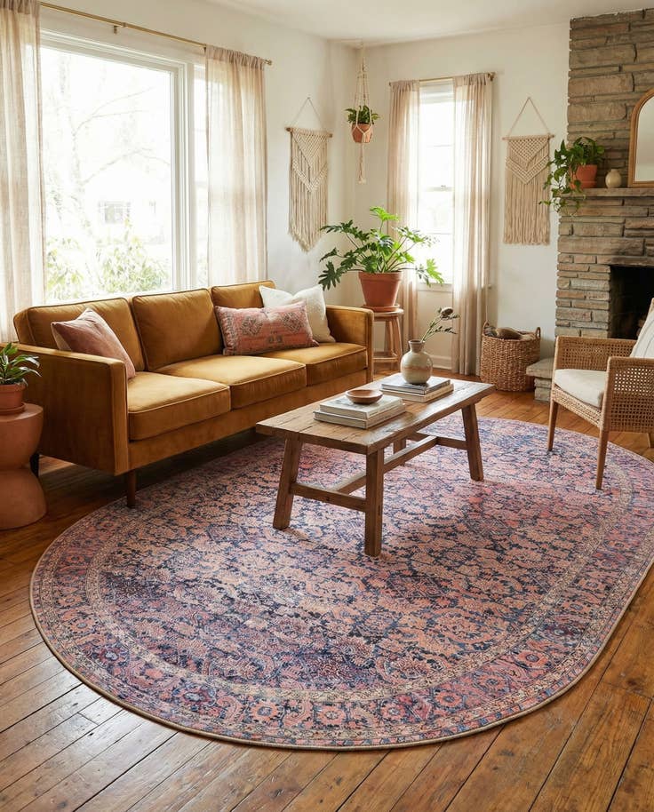 Detail image of 7' 6 x 10' 6 Washable Timeless Oval Rug