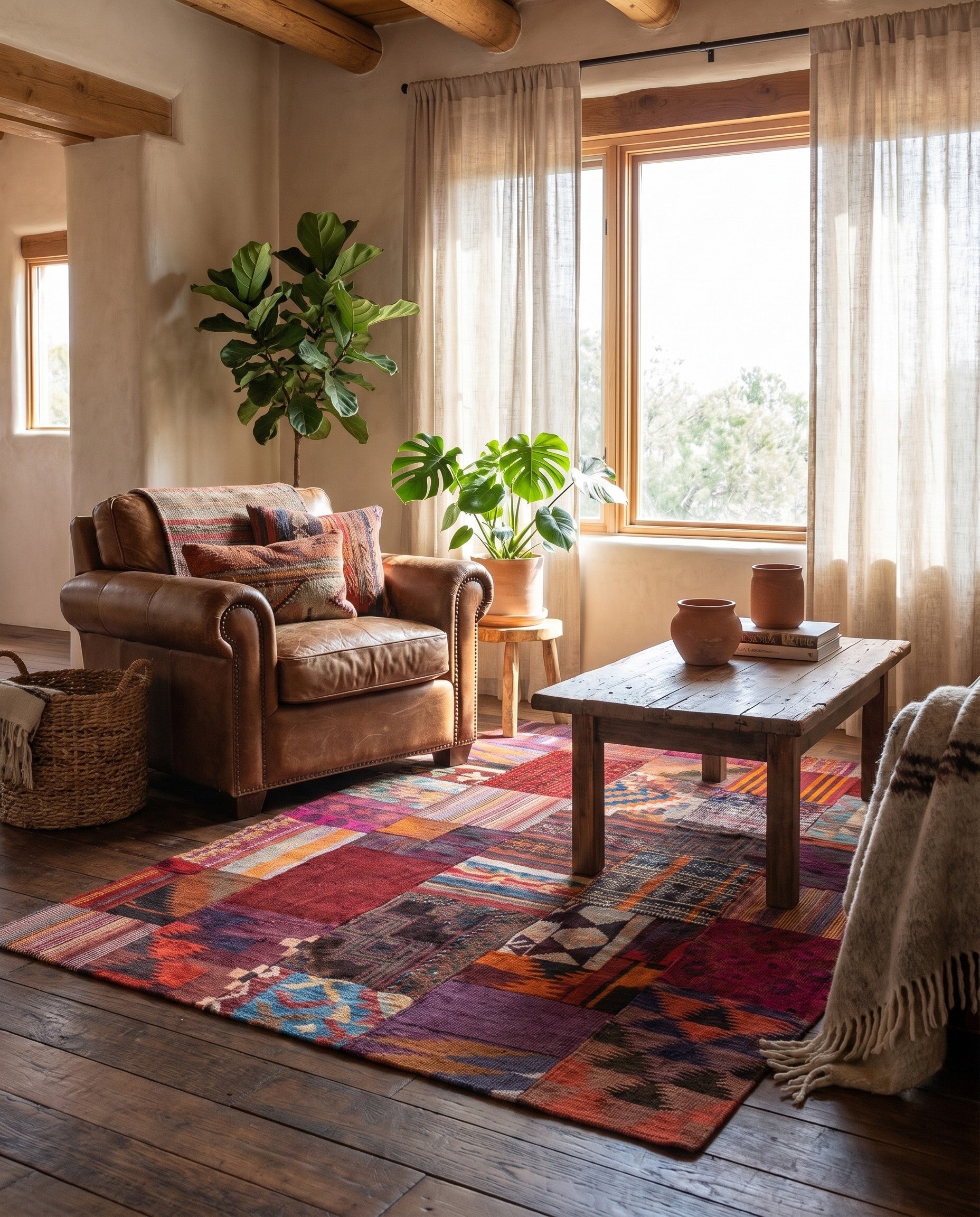 4' x 6' Hand Woven Kilim Patchwork Wool Rug