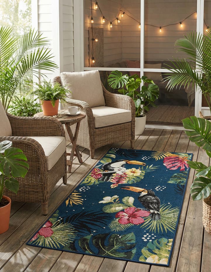 2' 7 x 5' 3 Easy-Clean Botanical Indoor / Outd...
