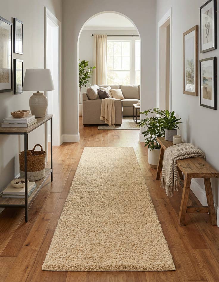 Detail image of  2' 7 x 10' Solid Shag Runner Rug