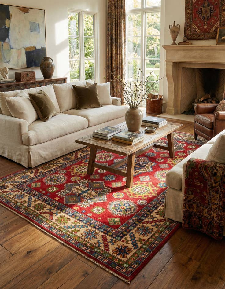 Detail image of 6' x 9' 8  Hand Knotted Kazak Rug