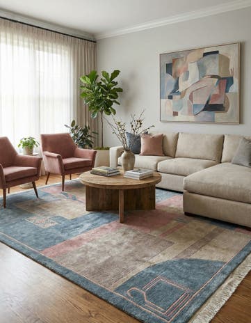 6' 7 x 8' 4 Hand Knotted Tibet Wool Rug
