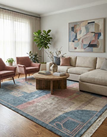 6' 7 x 8' 4 Hand Knotted Tibet Wool Rug
