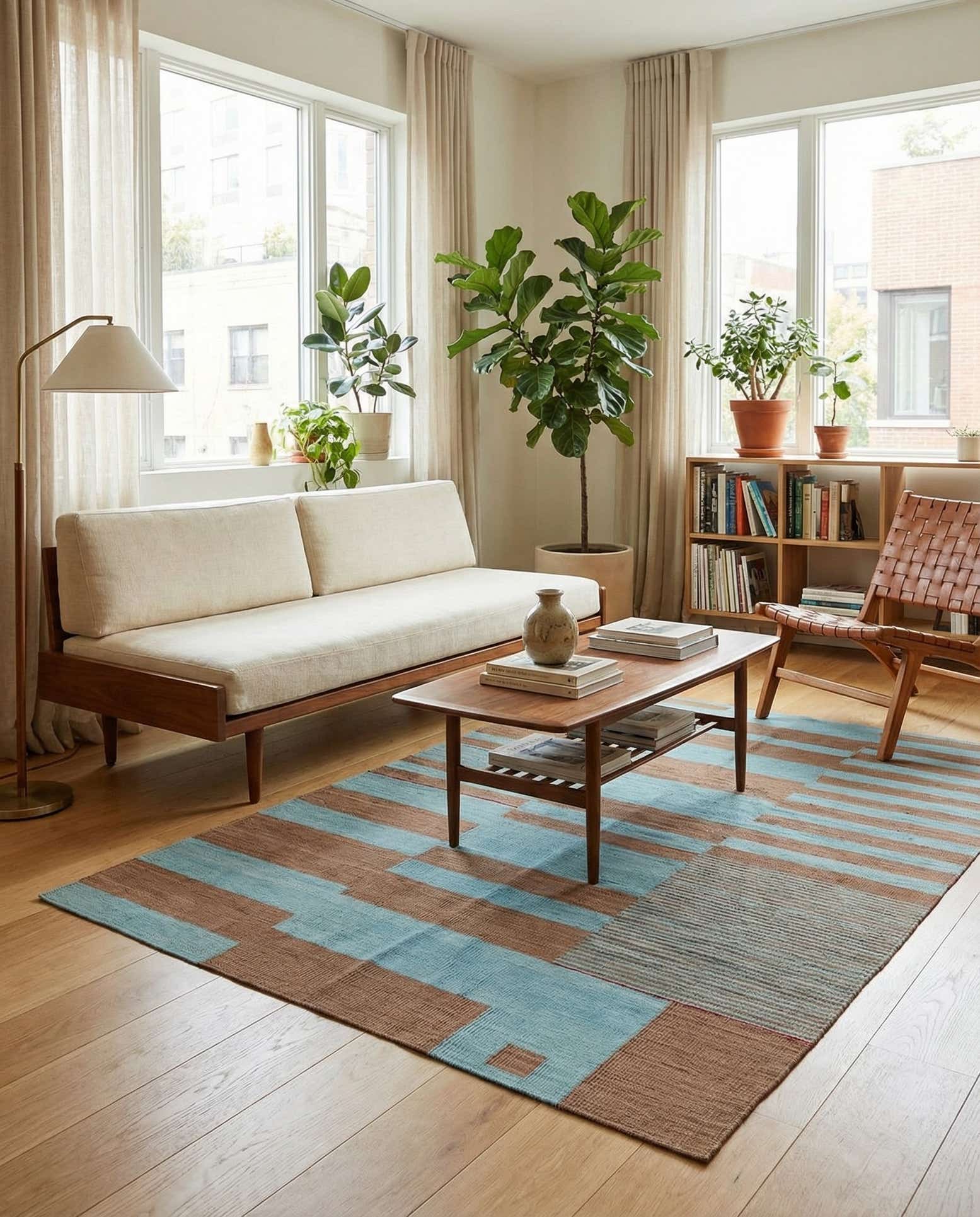 4' 3 x 6' Hand Woven Kilim Modern Wool Rug