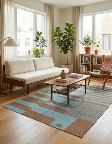 4' 3 x 6' Hand Woven Kilim Modern Wool Rug