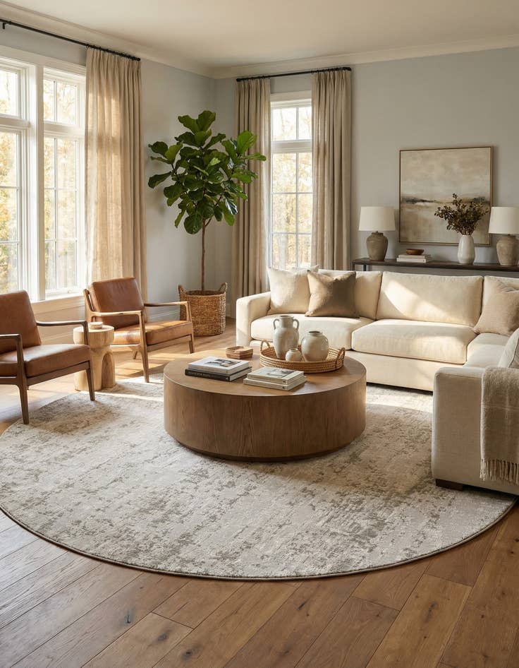 Detail image of  13' x 13'  Washable Modern Indoor / Outdoor Round Rug