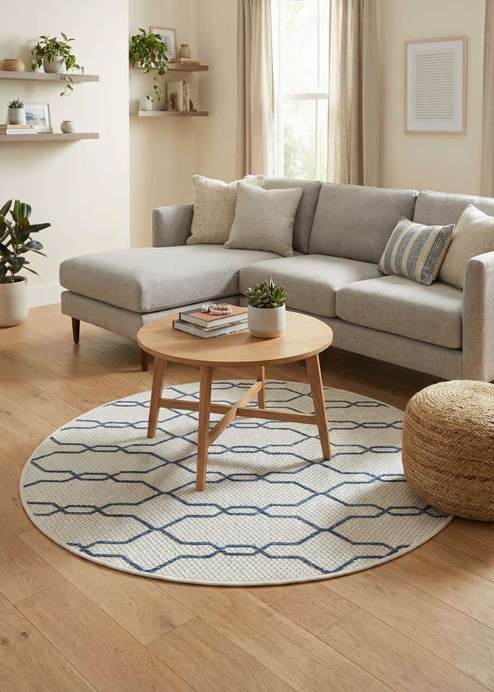 4' x 4' Easy-Clean Lattice Indoor / Outdoor Round Rug