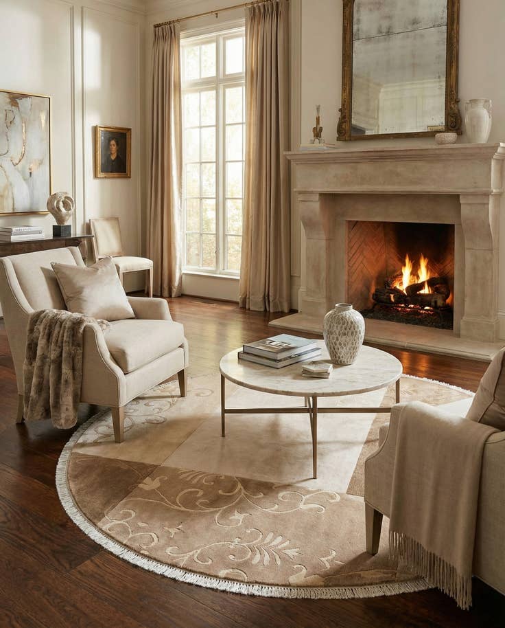 Detail image of 6' 6 x 6' 6 Hand Knotted Darya Wool Round Rug