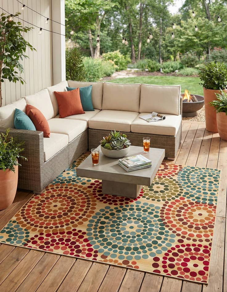 Detail image of 10' x 10'  Washable Modern Indoor / Outdoor Square Rug