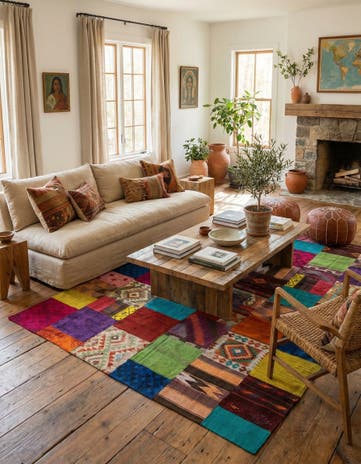 6' 9 x 10' Hand Woven Kilim Patchwork Wool Rug
