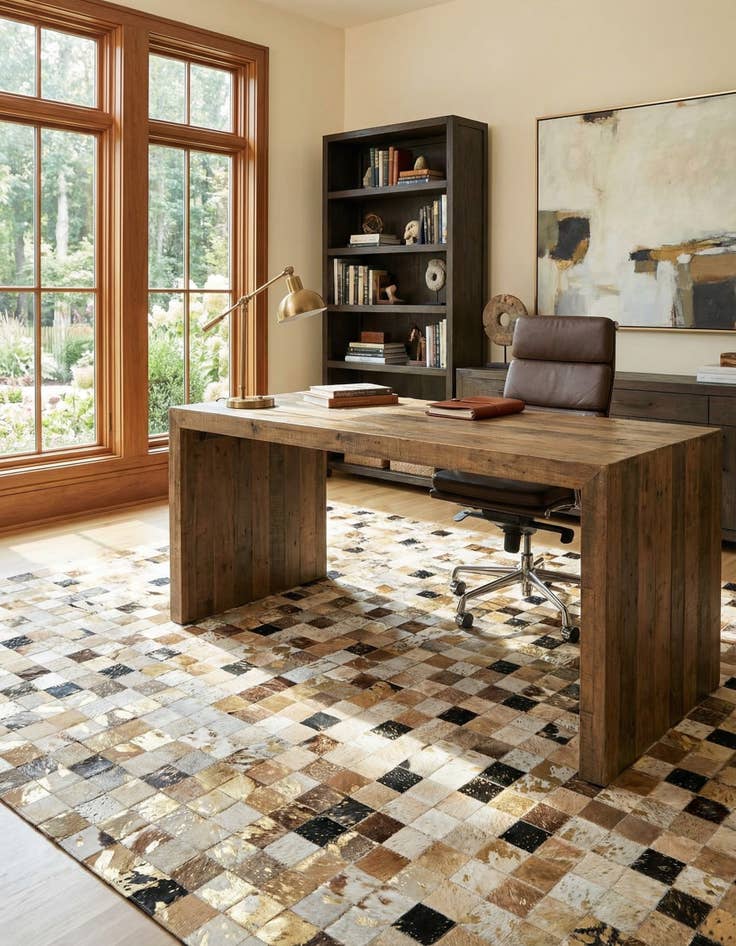 Detail image of 5' 1 x 8' Cowhide Leather Rug