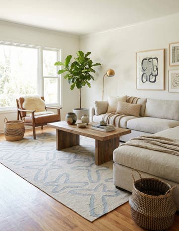 5' 1 x 6' 5 Hand Woven Kilim Modern Wool Rug