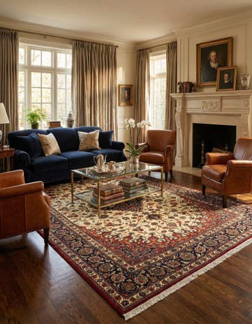 6' 7 x 10' Hand Knotted Qom Persian Rug