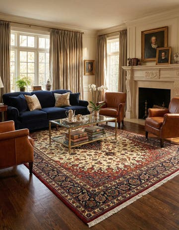 6' 7 x 10' Hand Knotted Qom Persian Rug