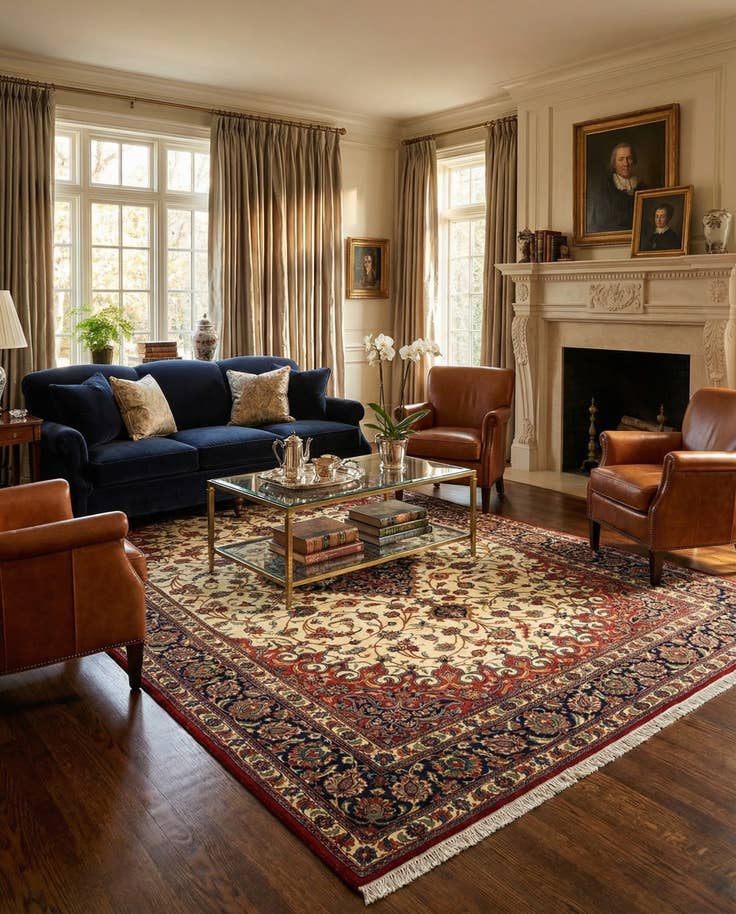 Detail image of 6' 7 x 10' Hand Knotted Qom Persian Rug