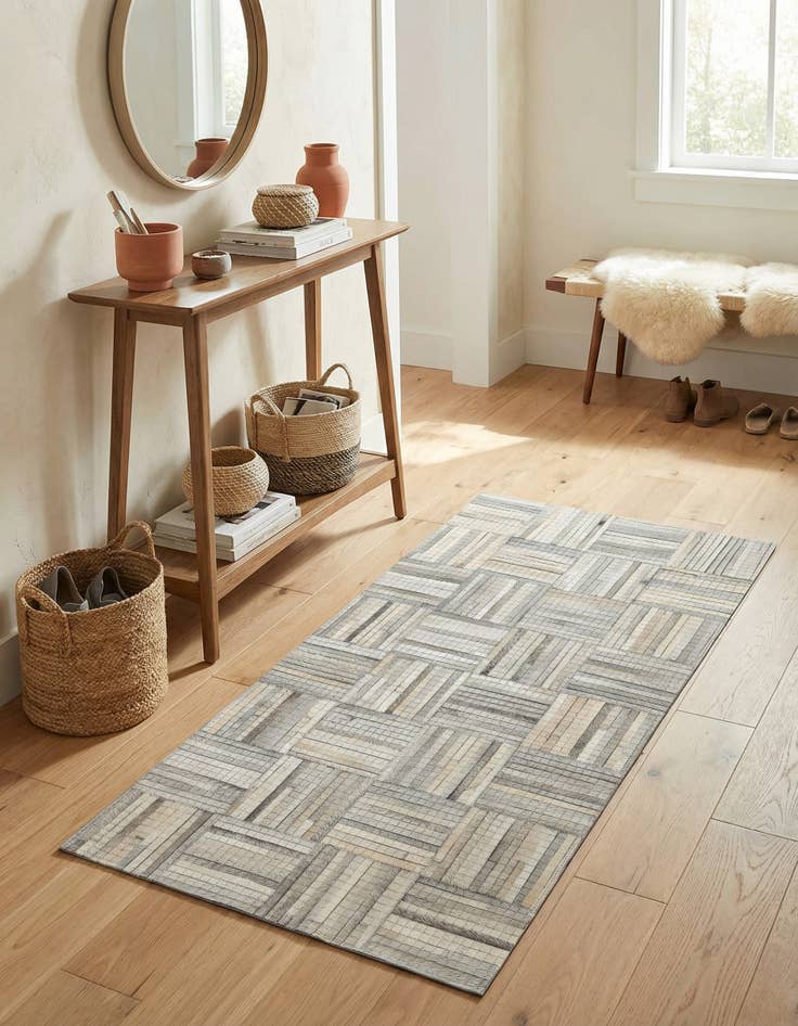 Detail image of 2' 2 x 4' 1 Cowhide Leather Runner Rug