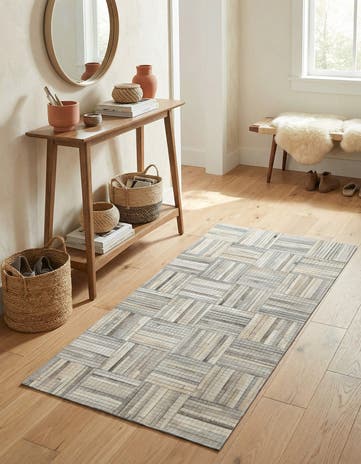 2' 2 x 4' 1 Cowhide Leather Runner Rug