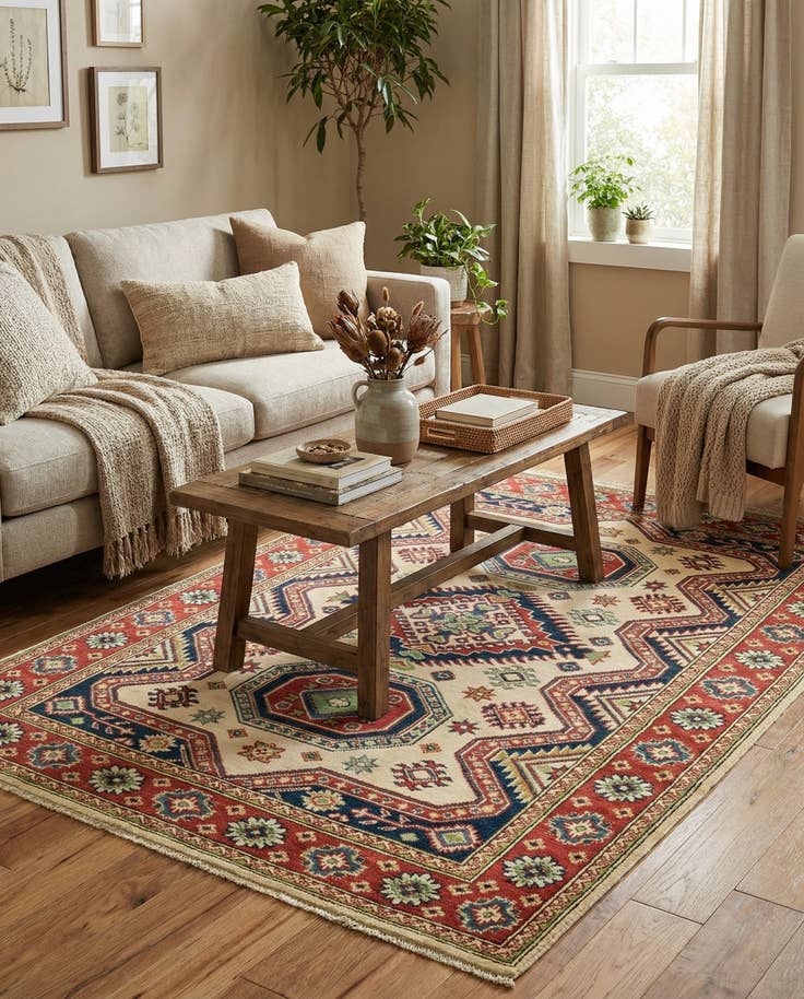 Detail image of 4' 1 x 5' 9 Hand Knotted Kazak Rug