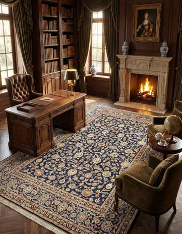 7' 2 x 11' 3 Kashan Wool Rug