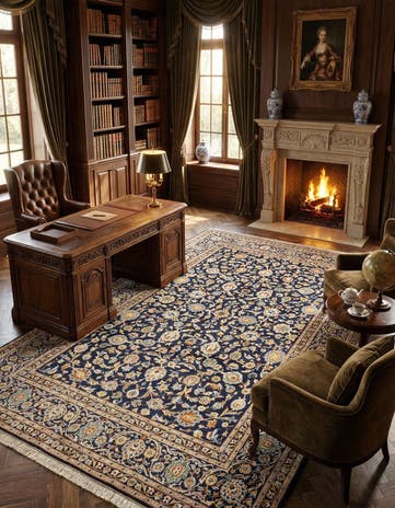 7' 2 x 11' 3 Kashan Wool Rug