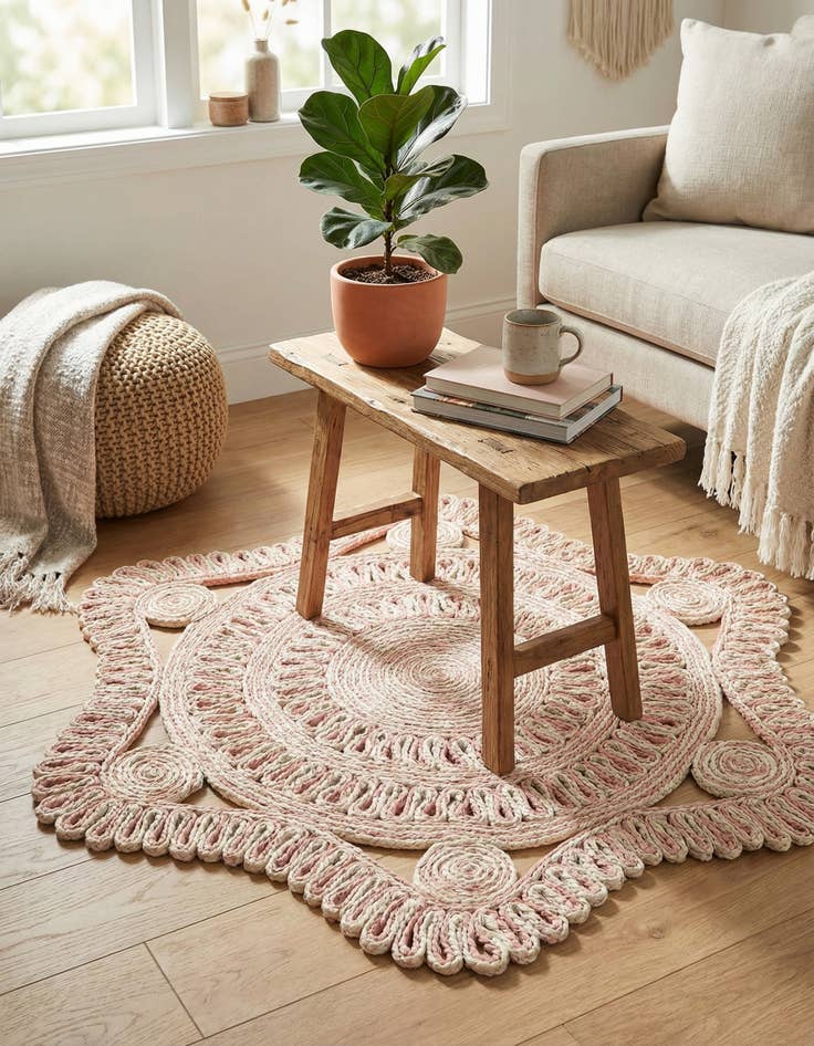 Detail image of  3' 1 x 3' 1  Hand Braided Jute Round Rug