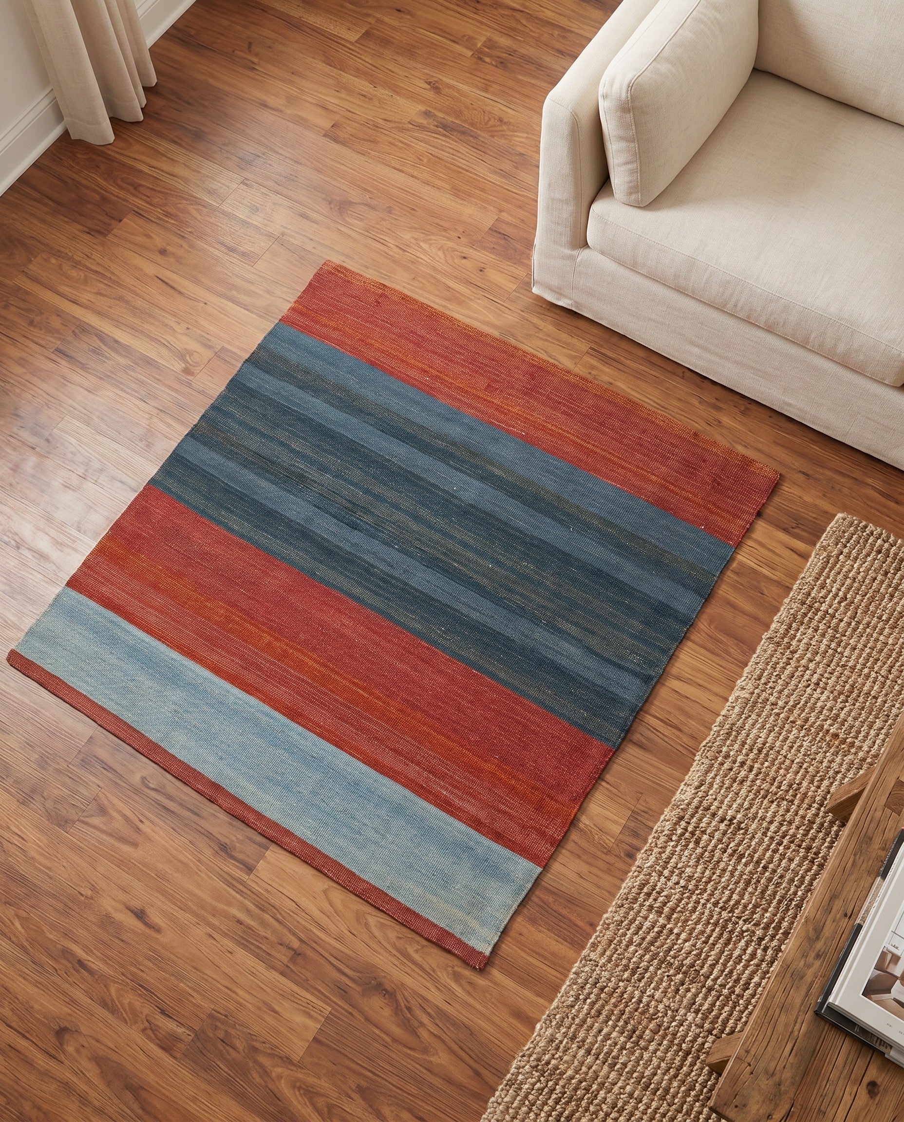 3' 3 x 3' 3 Hand Woven Pillow Wool Square Rug
