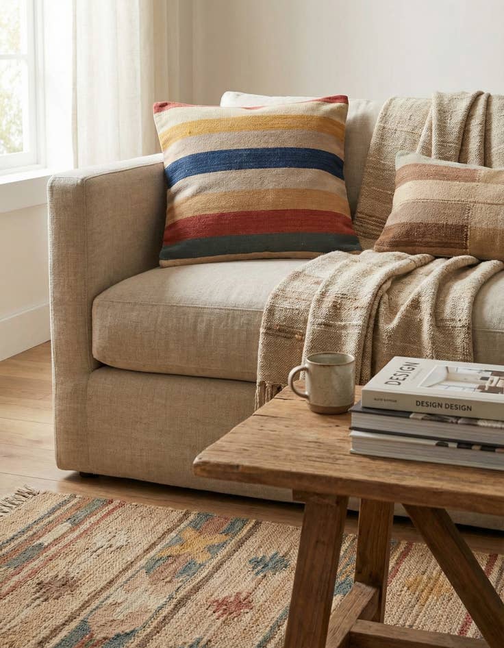 Detail image of  2' 3 x 2' 4  Hand Woven Pillow Wool Square Rug