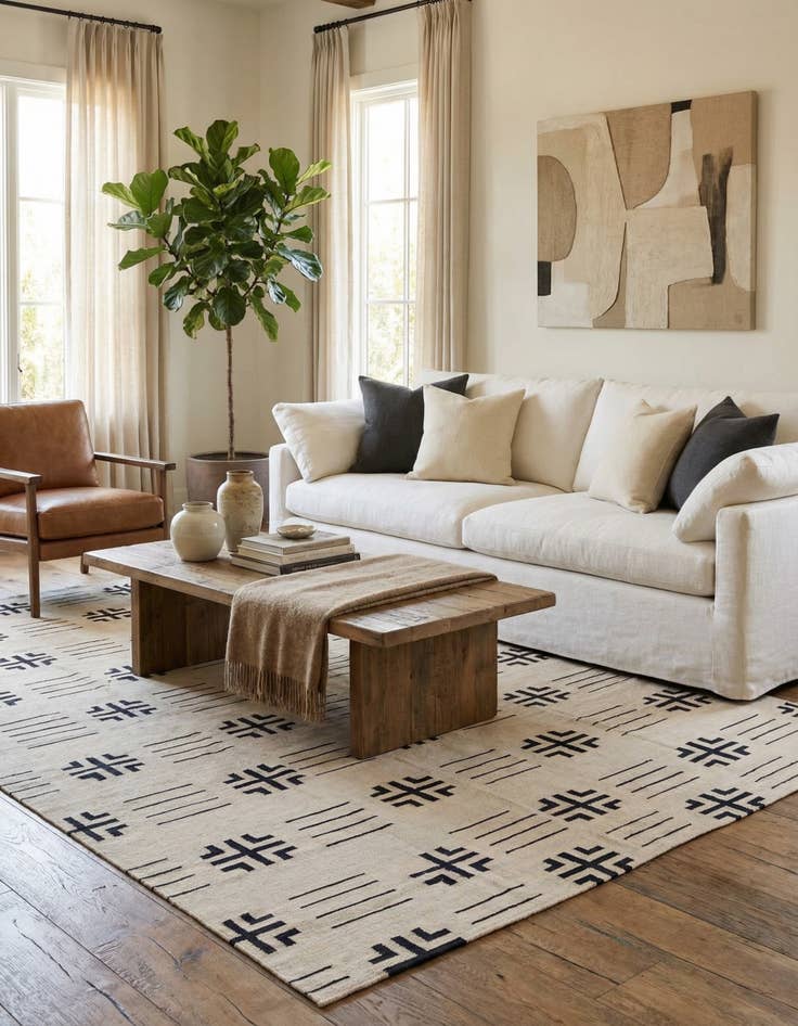 Detail image of 8' 6 x 10' 10  Hand Woven Kilim Modern Wool Rug