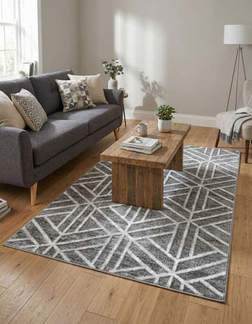 Gray Lattice Trellis Rug