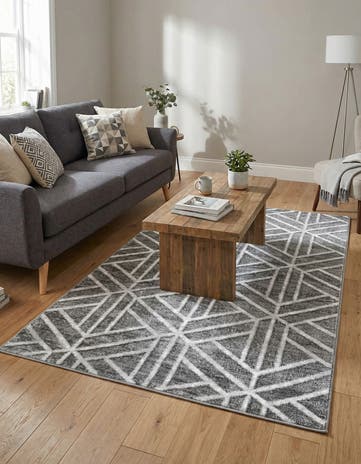 Gray Lattice Trellis Rug