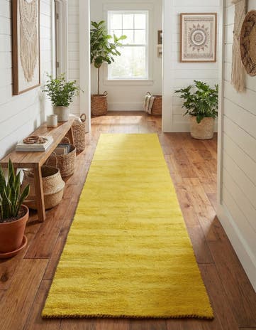 2' 7 x 9' 10 Hand Knotted Solid Gabbeh Wool Runner Rug