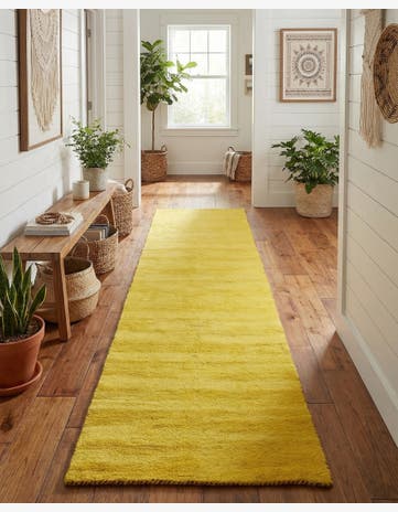 2' 7 x 9' 10 Hand Knotted Solid Gabbeh Wool Runner Rug