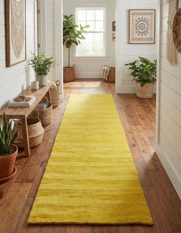 2' 7 x 9' 10 Hand Knotted Solid Gabbeh Wool Runner Rug