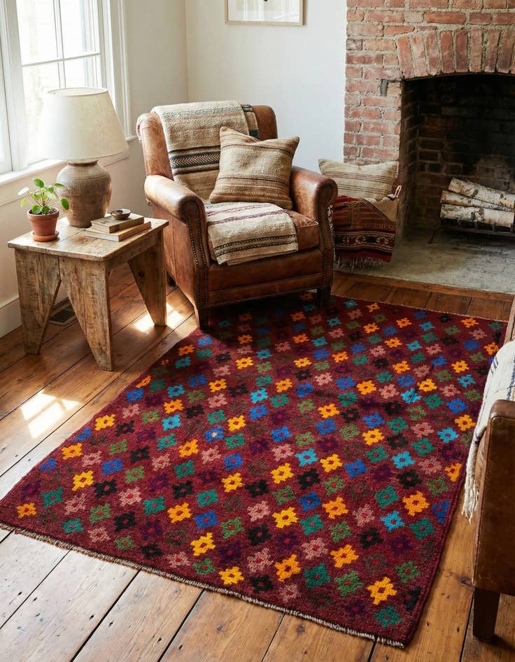 Detail image of 3' 4 x 4' 9  Hand Knotted Balouch Wool Rug