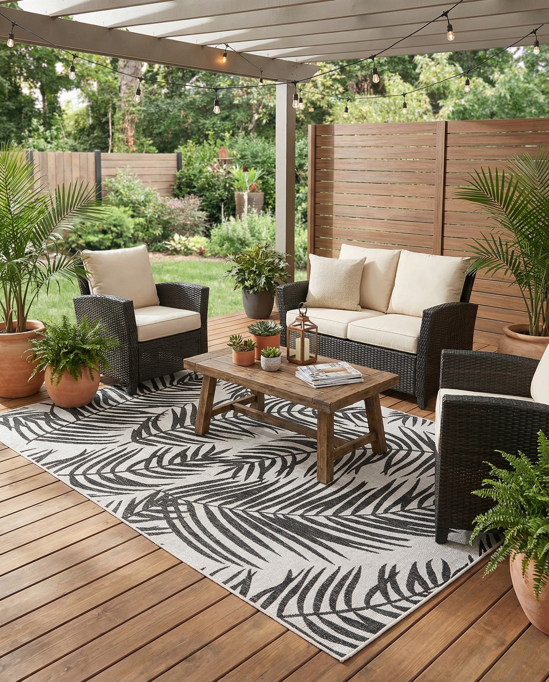  7' 10 x 11'  Washable Botanical Indoor / Outdoor Rug