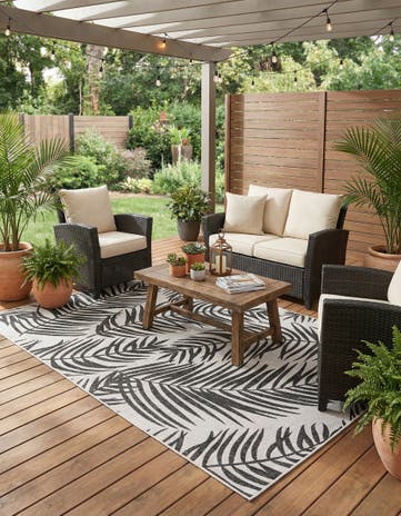7' 10 x 11' Easy-Clean Botanical Indoor / Outdoor Rug
