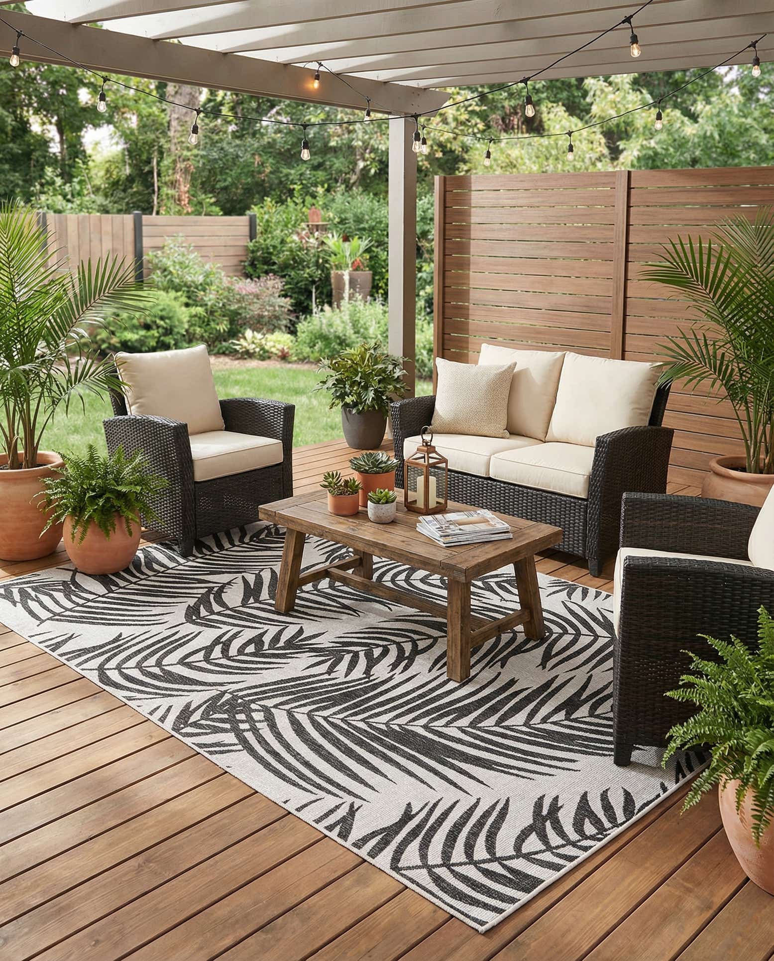 7' 10 x 11' Easy-Clean Botanical Indoor / Outdoor Rug