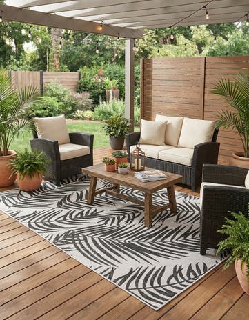 7' 10 x 11' Easy-Clean Botanical Indoor / Outdoor Rug