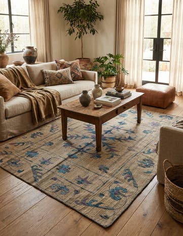 4' 10 x 6' 7 Hand Woven Kilim Suzani Wool Rug